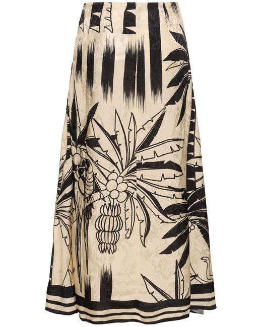 Johanna Ortiz Black Jacquard Midi Skirt