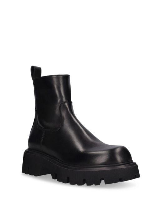 Mattia Capezzani Black Leather Chelsea Boots for men