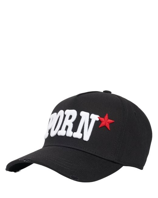 Cappello baseball porn* in cotone di DSquared² in Black da Uomo