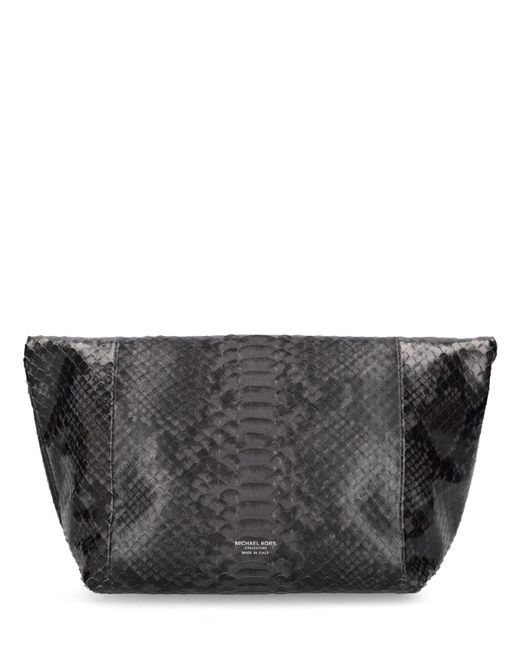 Michael Kors Gray Candice Printed Leather Soft Clutch