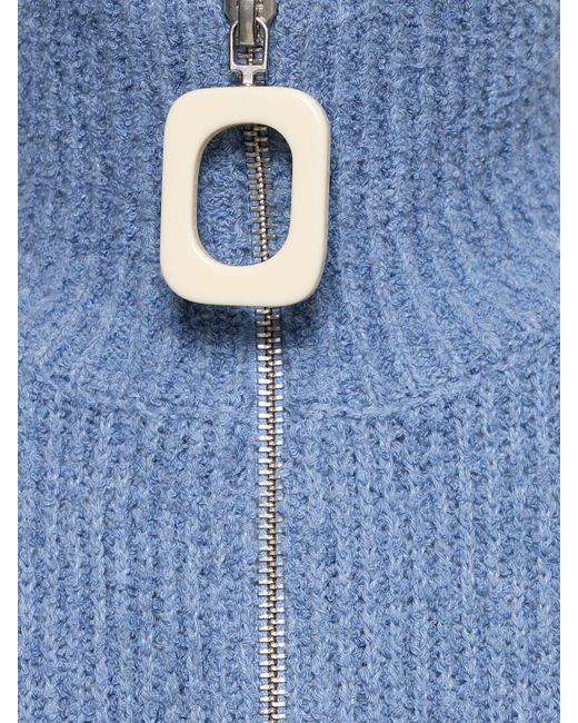 Suéter de punto de algodón media cremallera J.W. Anderson de hombre de color Blue