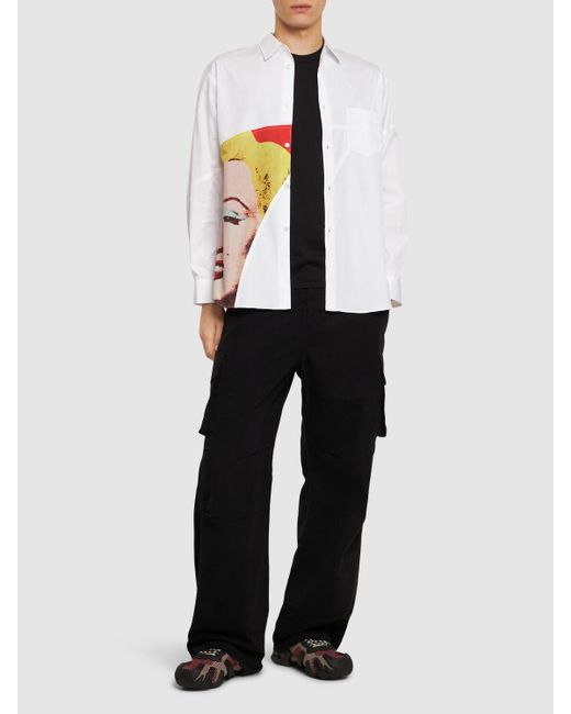 Camisa de algodón popelina estampada Comme des Garçons de hombre de color White