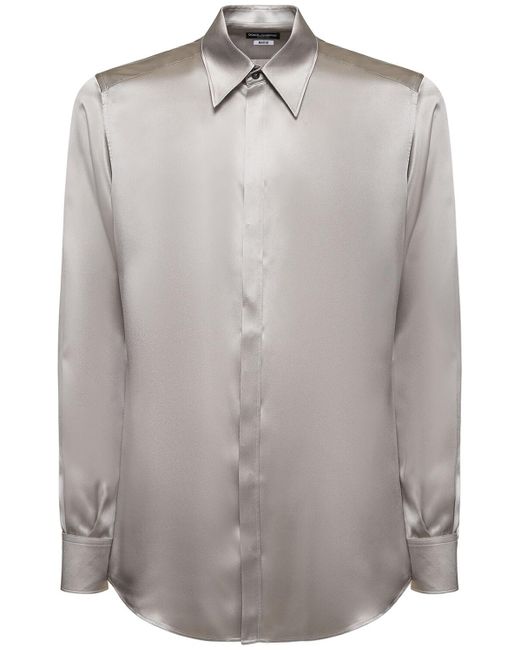 Dolce & Gabbana Hemd Aus Seidensatin in Gray für Herren