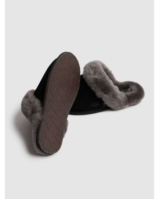 Ugg Black Shearling-Lined Suede Mule Slippers