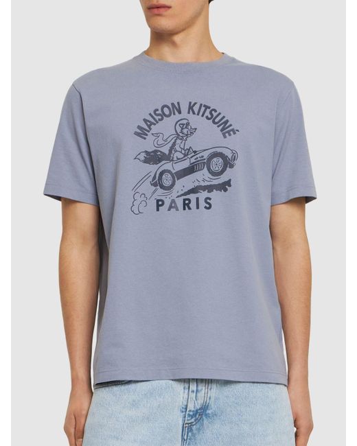 Maison Kitsuné Blue Racing Fox Comfort T-shirt for men