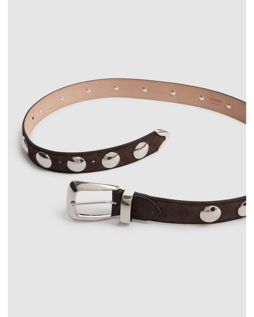 Ceinture en daim clouté benny 3 cm Khaite en coloris White