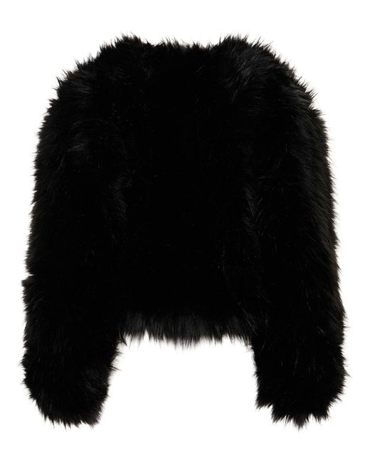 Elie Saab Black Faux Fur Crop Jacket