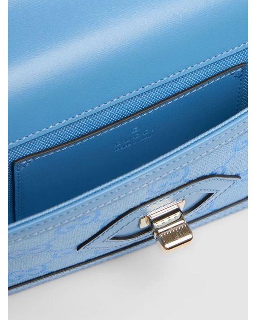 Gucci Blue Mini Luce Leather & Canvas Shoulder Bag