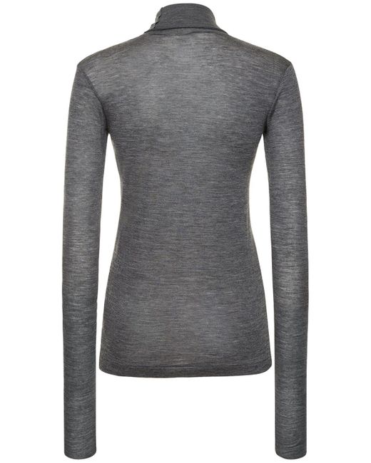 Auralee Gray Super Soft Sheer Wool Jersey Top