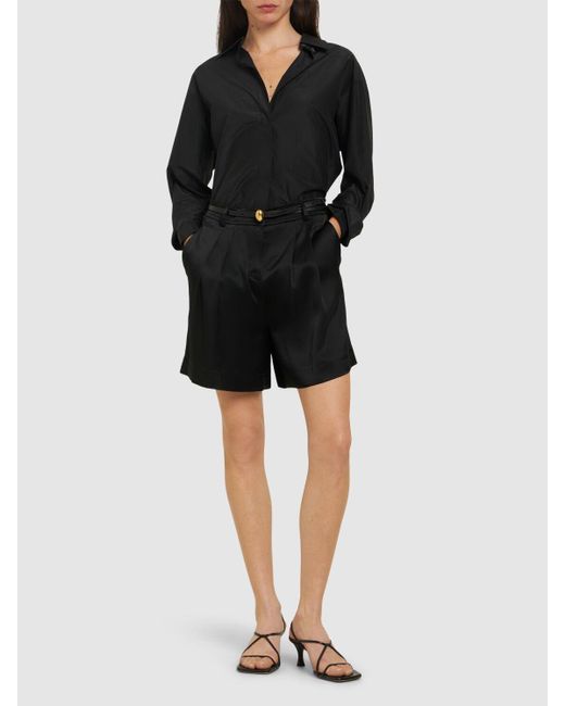 Alberta Ferretti Black Satin Shorts