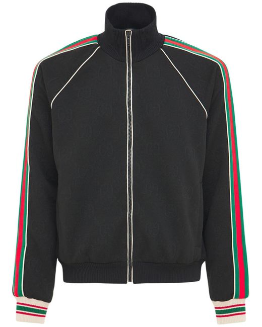 Gucci Gg Jersey Jacquard Zip Track Jacket in Black for Men | Lyst