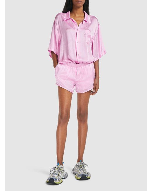 Balenciaga Pink Shorts Aus Seidenjacquard