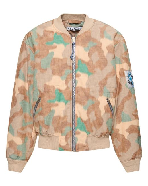 Acne Pink Oleary Camouflage Cotton Bomber Jacket for men