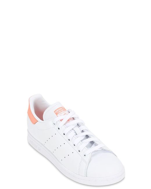 adidas Originals Leather Stan Smith in White/White/Chalk Coral (White) -  Save 71% - Lyst