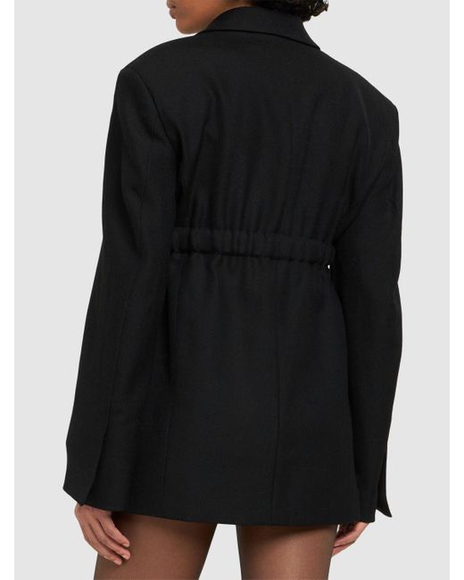 Blazer en laine avec ceinture en cuir Alexander Wang en coloris Black
