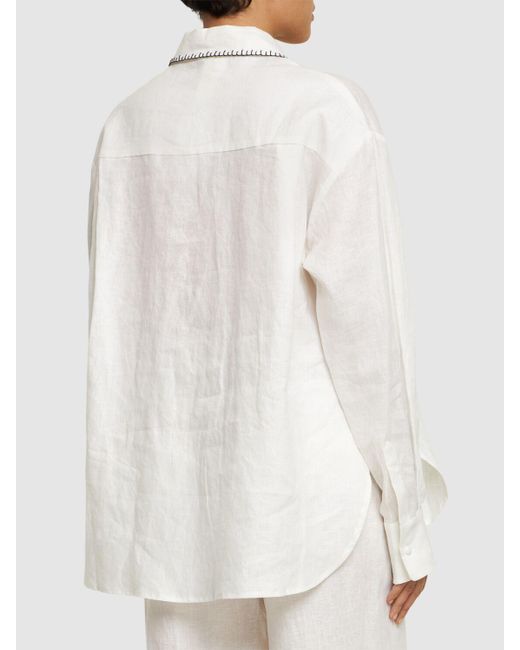 Camisa oversize de lino con costuras Marysia Swim de color Natural