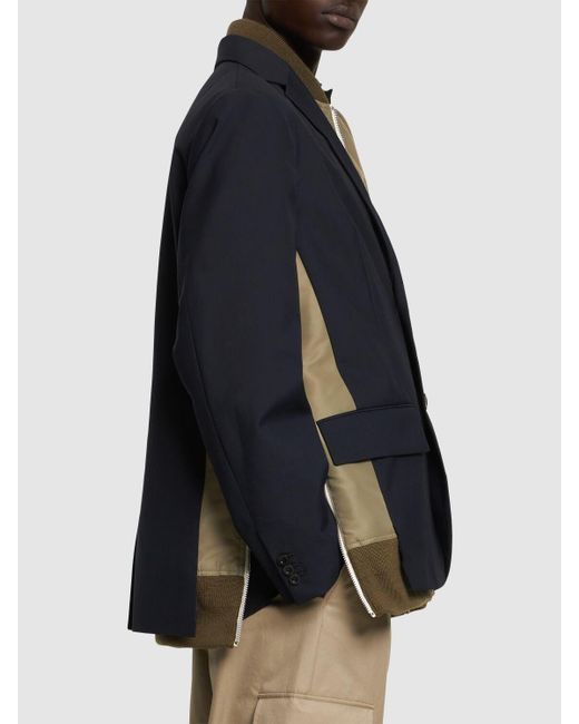 Tailored blazer & nylon twill jacket di Sacai in Black da Uomo