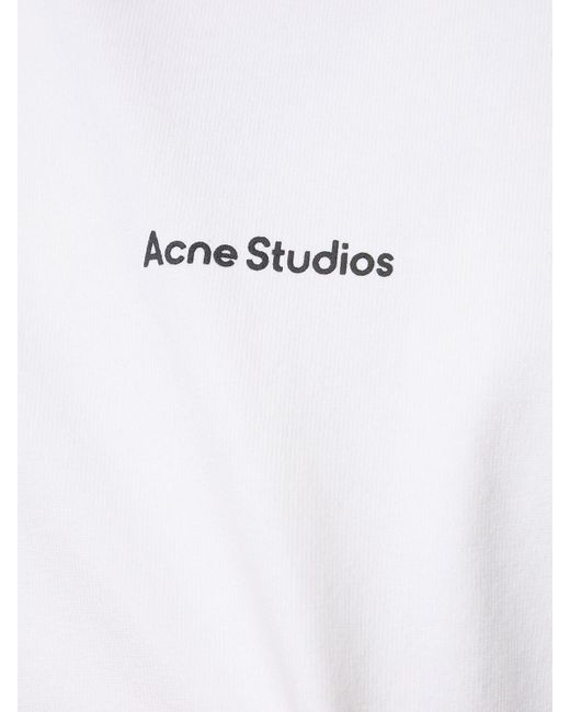 Acne White Extorr Logo Cotton T-Shirt for men