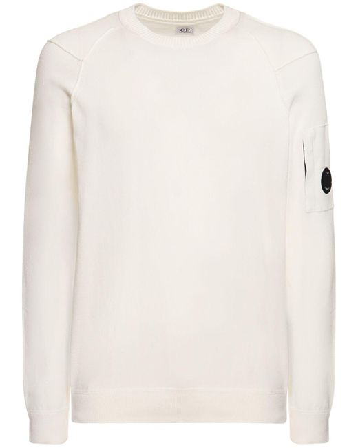 C P Company Baumwollsweater "sea Island" in White für Herren