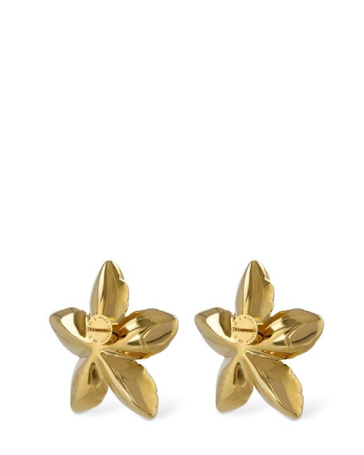 Marni Metallic Puffy Flower Stud Earrings