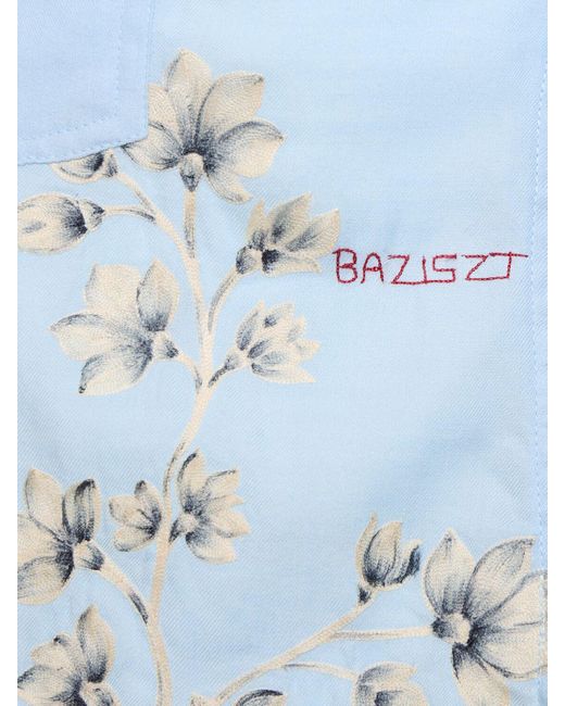 Chemise en soie et rayonne à fleurs BAZISZT pour homme en coloris Blue