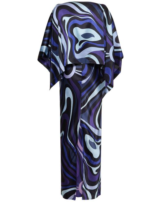 Robe longue en soie Emilio Pucci en coloris Blue