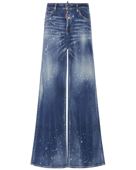 DSquared² Blue Traveller Painted Wide Jeans