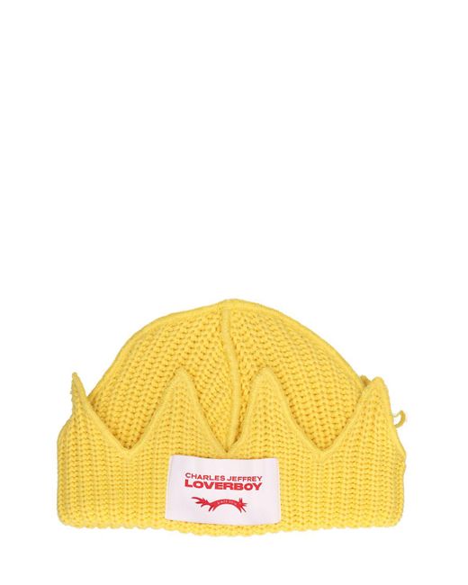 Charles Jeffrey Yellow Chunky Crown Beanie for men