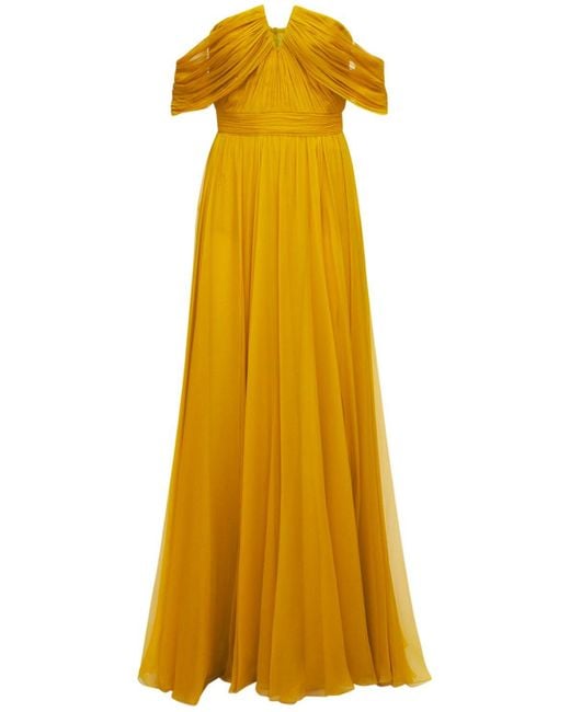 Zuhair Murad Yellow Chiffon Strapless Long Dress