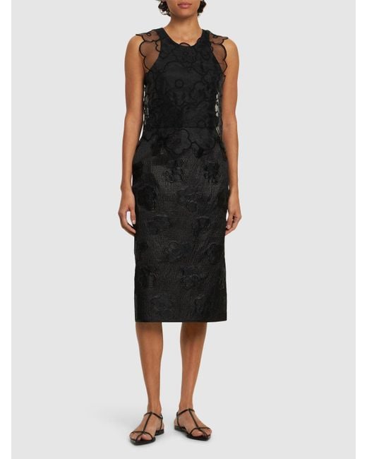 CECILIE BAHNSEN Black Allegra Kumo Fil-coupé Midi Skirt