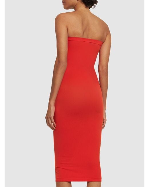 Wolford Red Donna Fatal Shaping Strapless Midi Dress