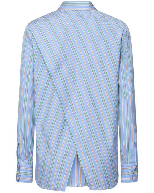 Mujer Camisa De Popelina De Algodón A Rayas Etro de color Blue