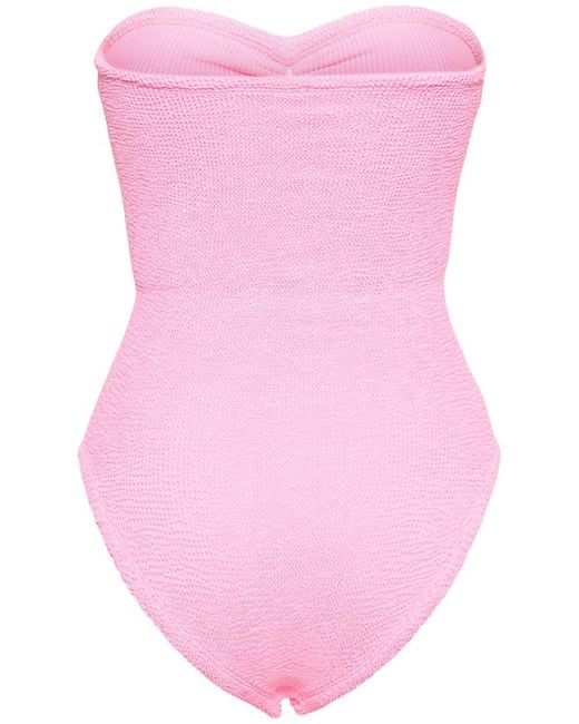 Hunza G Pink Brooke One Piece Strapless Swimsuit