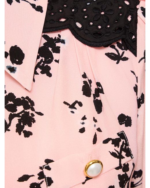 Vestido corto de seda estampada Alessandra Rich de color Pink