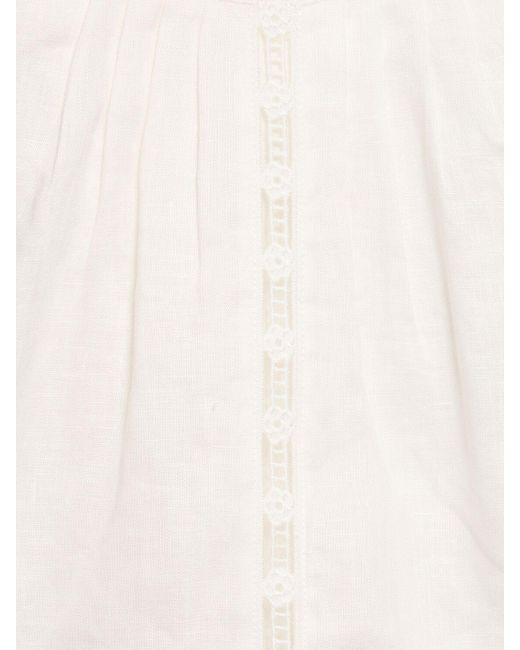 Top de lino con bordado Zimmermann de color White
