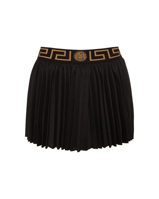 Versace Black Greca Border Pleated Gym Skirt