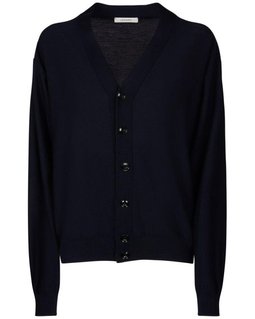 Lemaire Blue Relaxed Twisted Wool Blend Cardigan