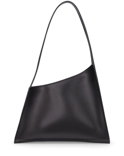 Little Liffner Slanted Leather Shoulder Bag in Black | Lyst