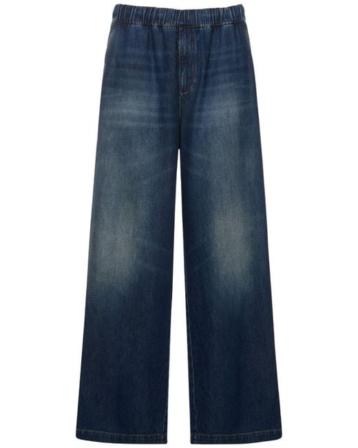 Jeans larghi in denim con coulisse di Valentino in Blue da Uomo