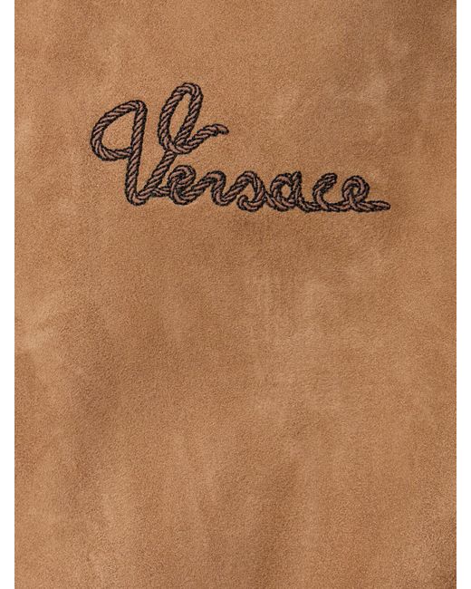 Versace Brown Logo Suede Jacket for men