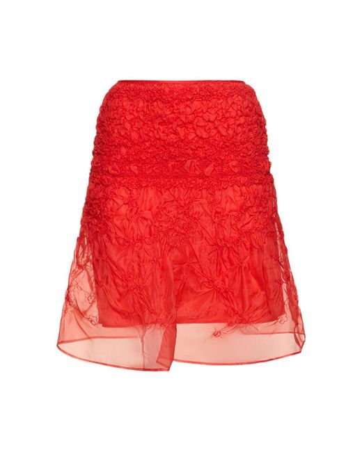 Minifalda de organza de seda CECILIE BAHNSEN de color Red