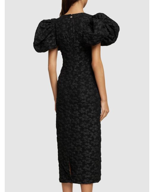 ROTATE BIRGER CHRISTENSEN Black 3D Jacquard Midi Dress