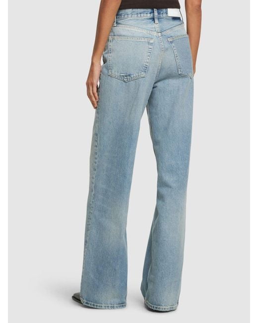 Jeans larghi vita alta 70's in cotone di Re/done in Blue