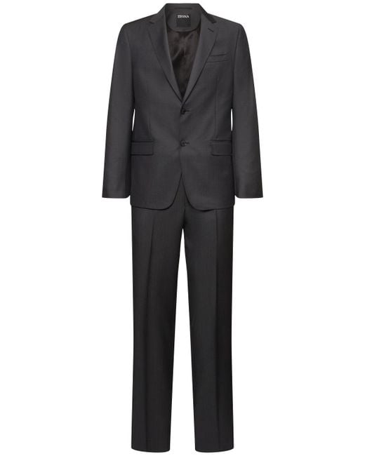 Zegna Black Tailored Wool & Mohair Suit for men