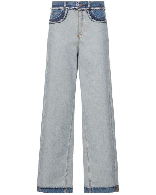 Jeans larghi in denim di cotone di Marni in Blue
