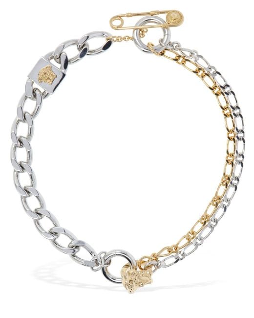 Versace Metallic Two-tone Medusa Chain Necklace