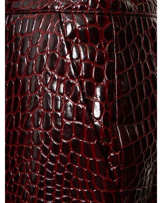 Bally Red Croc Embossed Leather Mini Skirt