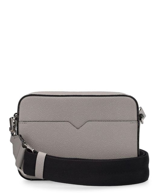 Valextra Gray Small Leather Camera Bag for men