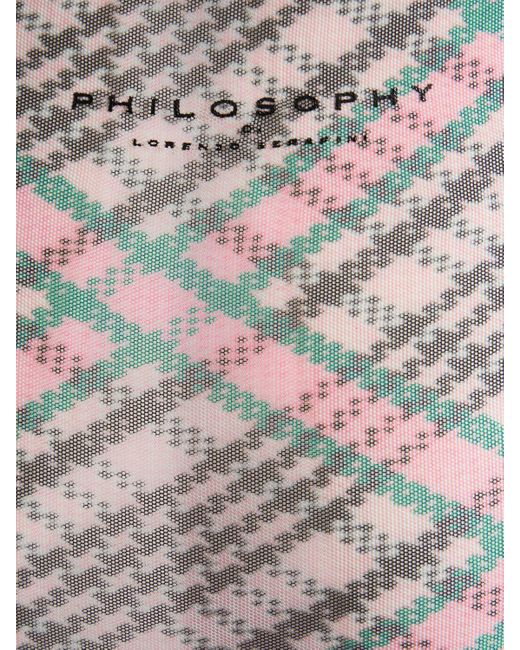 Philosophy Di Lorenzo Serafini Gray Printed Tulle Midi Skirt