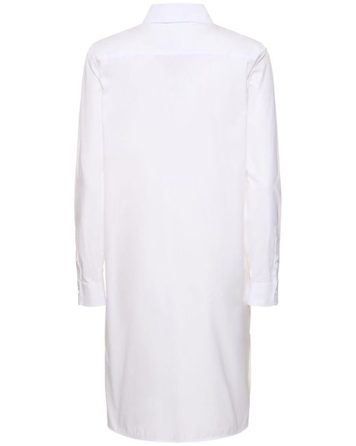 Max Mara White Cotton Poplin Drawstring Shirt Dress